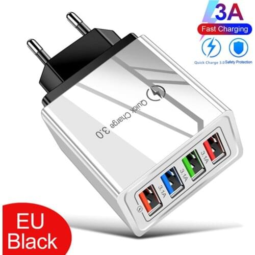 5V 3.1A Quick Charge 3.0 Adapter 4 Ports USB Phone Charger Fast Charging For iPhone 11 Pro Samsung S20 Charger EU Wall Adapter