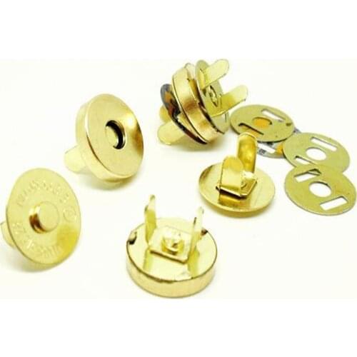 10Set Gold Magnetic Snap Fasteners Clasps Buttons Handbag Purse Wallet Craft Bags Parts Accessories 14mm