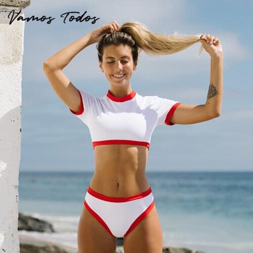 Vamos Todos 2021 Summer 2 Piece Sets Womens Swimsuit Beach Cute Swimming Bathing Suit For Girl White Bra Swim Shorts Set Bikini