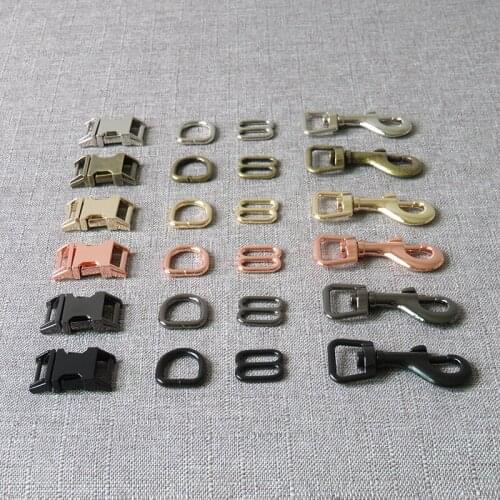 1 set 15mm metal straps slider D ring release belt buckle spring hook clasp for pet dog collar leash harness sewing accessories