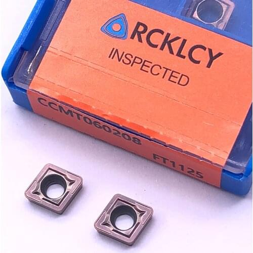 10pcs RCKLCY high quality CCMT060208 FT1125 Turning CNC Stainless Steel Cutting Tools Tungsten Tool Bits Lathe Carbide Inserts