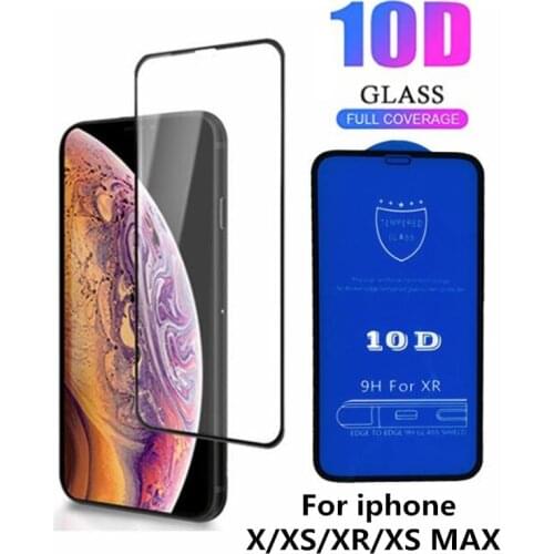 100pcs 10D Tempered Glass For iPhone 12 Mini 11 Pro Max XS XR X 8 7 6 Plus SE Full Coverage Premium Curved Screen Protector Film