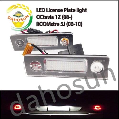 2Pcs Dahosun White LED License Plate Lights For Skoda Octavia 2 Facelift 2009 -2012 Facelifted 2003-2012 Roomster 5J 2006-2010