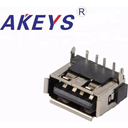 30PCS HW-UAF-08 A/F-10.0 Short 0-4 pin 6.3H direct edge SMT iron shell black glue usb connector