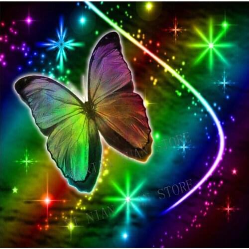 5D Diy Daimond Painting Cross-stitch square Colors Butterfly wall sticker 3D Diamond Painting Full Rhinestones mosaic Home Decor