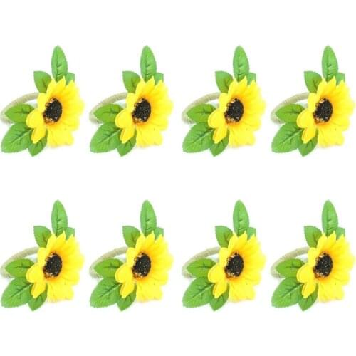 Promotion! Napkin Rings Set of 8, Sunflower Handmade Napkin Ring for Wedding, Dinner Party, Banquet, Serviette Table Top Decor