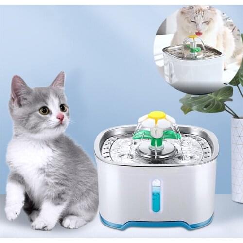 2.4L Automatic Pet Cat Water Fountain Drinking Feeder w/ LED Electric USB Dog Cat Pet Automatic Pet Drinking Fountain Dispenser