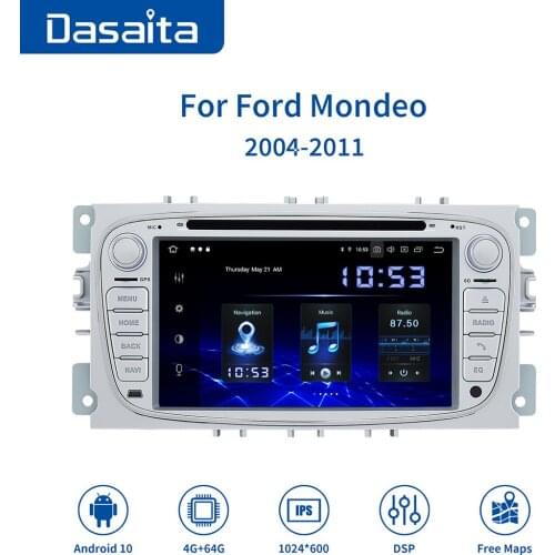 Dasaita7" Car DVD Player DSP 2 din Android10.0 Radio for Ford Focus 2 S-max Mondeo C-max Galaxy Bluetooth GPS Navigator TDA7850