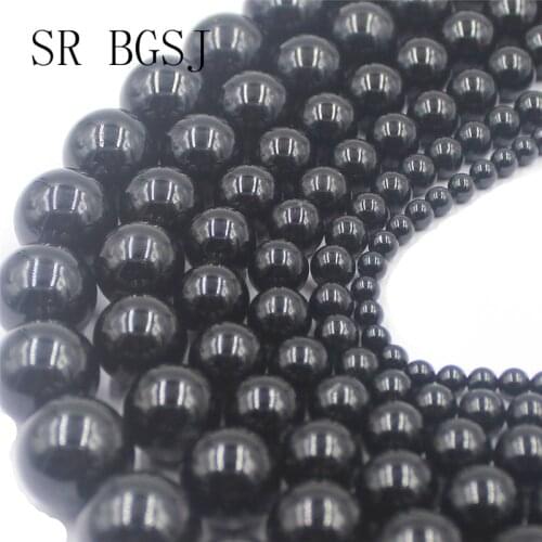 Free Shipping 4 6 8 10 12 14mm 3A Black Tourmaline Gems Genuine Natural Round Beads Stone Fashion Beads Strand 15"