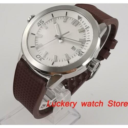 Corgeut 45mm Men watch white dial Rotating bezel Automatic mechanical watch luxury Automatic watches