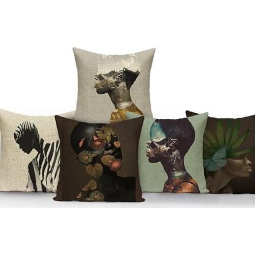 Abstract Character Avatar Print Pattern Cover for Cushion Pillowcases Covers Sofa 45*45 Nordic Home Decoration Funda De Almohada