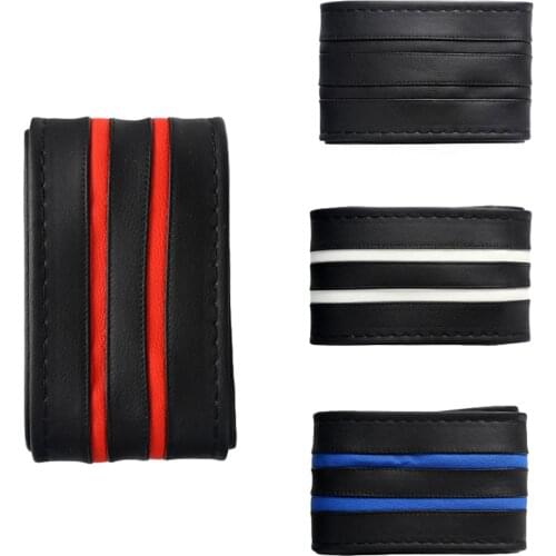 Stripe Design Soft Faux Leather Car Auto Steering Wheel Cover with Needle Thread
