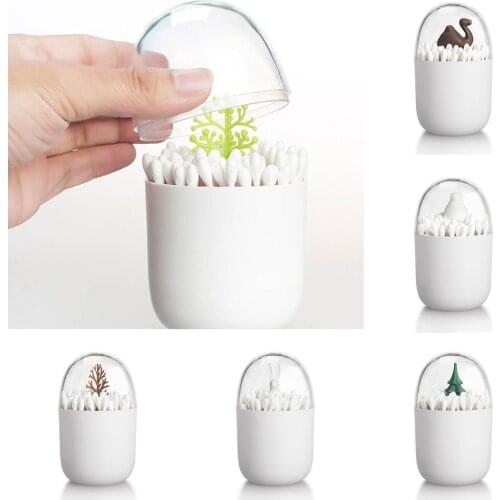 Tree Camel Rabbit Cotton Swab Holder Toothpicks Storage Organizer Anti-dust Box Organizador Swab Storage Case holder