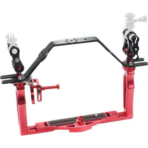 DSLR Diving Dual Handheld Tray Bracket with Clip Screw Adapter Top Handle Shutter Extension Sports Camera Underwater Photography