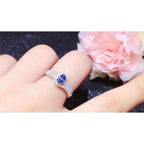 Elegant Gift for Your Loved Girl New Luxury 925 Sterling Silver Natural And Real Sapphire Ring