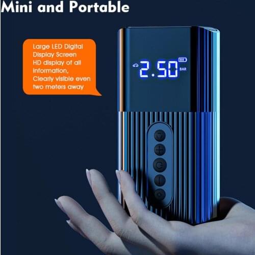 80W 12V Electric Car Air Pump 150PSI Rechargeable 6000mAh Tire Inflator Moto Wireless Portable USB Compressor With LCD Display