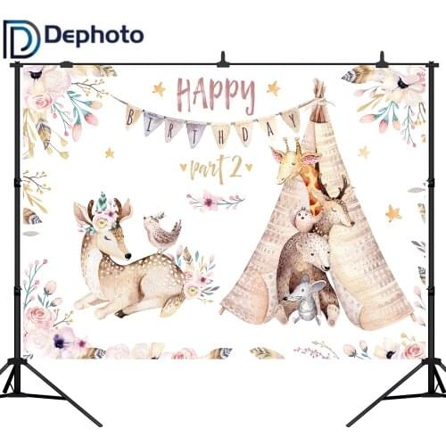 DePhoto Animal Flower Birthday Party Baby Newborn Photography Backgrounds Customized Photographic Backdrops For Photo Studio