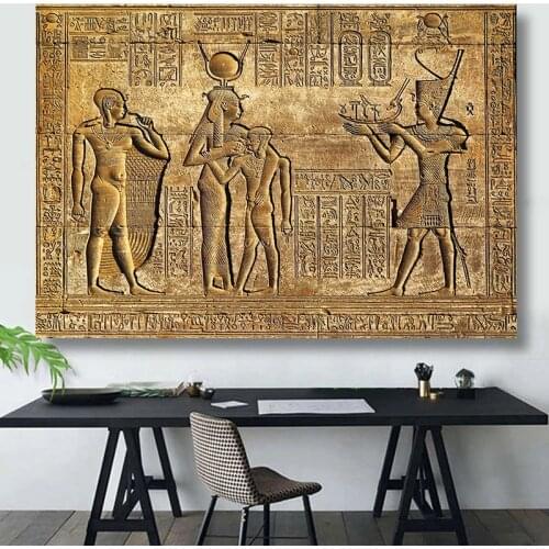 Hatshepsut Temple Stone Pharaoh Canvas Painting Egyptian Hieroglyphs Fresco Poster Wall Art Pictures for Living Room Wall Decor