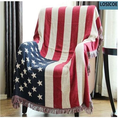 Cotton Carpet Thin Blanket"American Flag"Throw Mat Sofa Towel Blanket Bed Cover Living Room Bedroom Felts Tapestry 130X180 CM