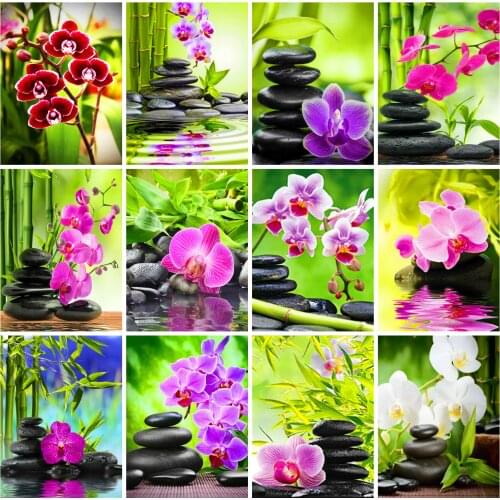 Huacan Full Square/Round Diamond Painting Flower Diamond Embroidery Sale Orchid 5D DIY Mosaic Decor For Home