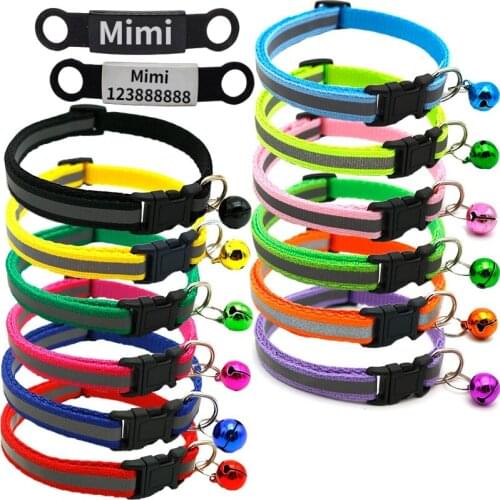 Personalized ID Dog Collar Free Engraving ID Tag Reflective Safety Buckle Collar Adjustable Custom Nylon Puppy Kitten Necklace