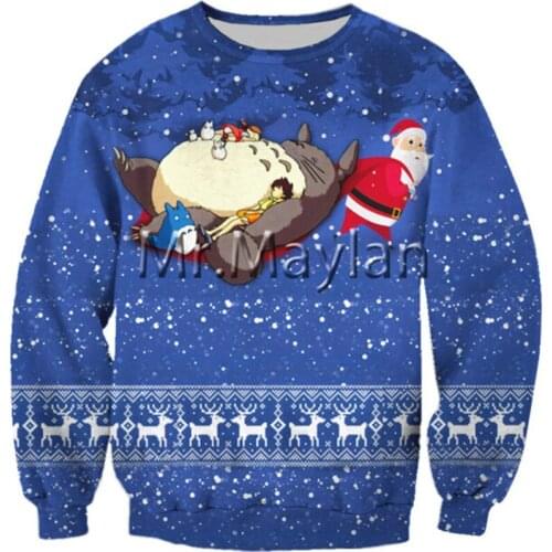Totoro Christmas 3D Full Printed Jacket Men/Women Harajuku Hoodie Unisex Casual Streetwear Sweatshirt Pullover Sudadera Hombre