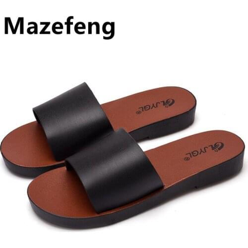 Mazefeng Summer 2021 New Casual Home Durable Sandals African Style Fold Leather Outdoor Wild Beach Non-slip Women Flat Slippers
