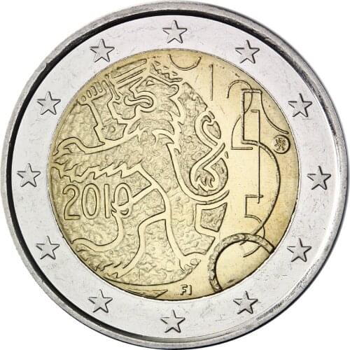 Finland 150th Anniversary of the Promulgation of the Monetary Law in 2010 2 Eurosunc 100% Real Genuine Original Coin