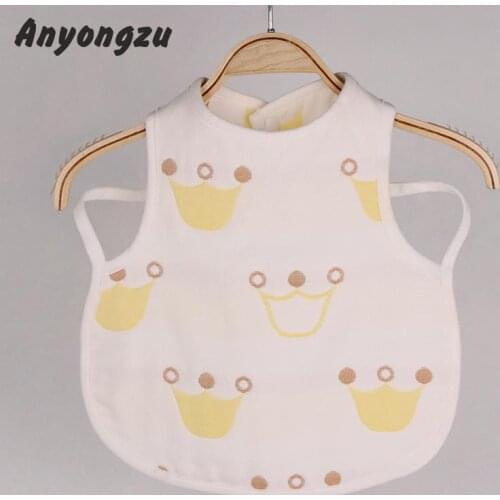 3psc/lot Large Size Jacquard Vest Bib Six Layer Gauze Infants Burp Cloths Snap fastener design Double Sides Can Wear Baby Robe
