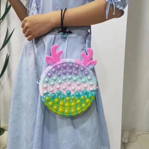 New Arrival Silicon Purse Push Bubble Simple Dimple Fidget Messenger Bag Popper Sensory Poppet Fidget Handbag for Girls