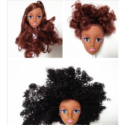 Wholesale African Doll Head 4D Eye Doll Head Long Hair Black ABS Doll DIY Gift Doll Toys Accessories For Girls Birthday Gift