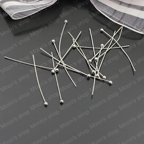 Wholesale Length 29mm Thickness 0.5mm Imitation Rhodium Copper Ball Pins Needles Findings Accessories 200 pieces(JM3859)