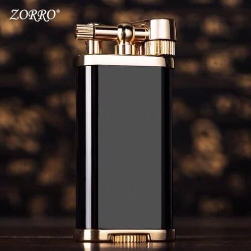 Zorro Original Metal Kerosene Lighter Refillable Cigarette Oil Lighter Grinding Wheel Flint Lighter Smoking Men Gift Lighters