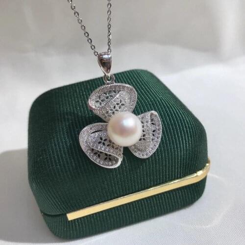 DIY Flower Jewelry 925 Sterling Silver Pendant Base Settings Mountings Findings Parts for Pearl Crystal Jade Agate 5pcs/lot