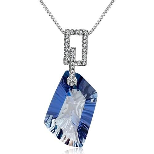 Gems Ballet 925 Sterling Silver Mothers Necklaces & Pendants 21.20Ct Natural Iolite Blue Mystic Quartz Pendant For Women
