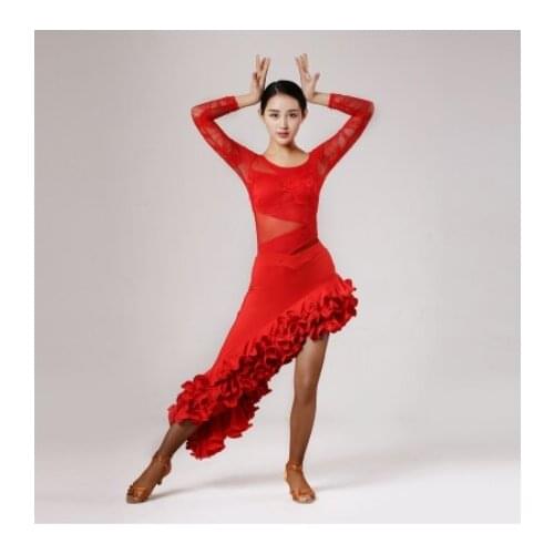 Latin Dance Competition Dresses Black/Red/Purple/Leopard Latin Party Dresses Top/Skirt/Suit Cha Cha/Rumba/Tango Dance Dress