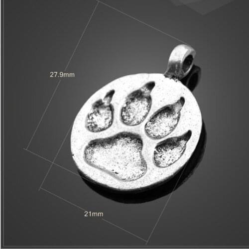 High quality 20 PCS/Lot 21mm*27.9mm antique silver plated pendant jewelry animals dog paw charms