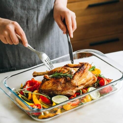 Tempered Glass Baking Tray Kitchen Utensils Rectangular Grilled Shrimp Pizza Baking Tray