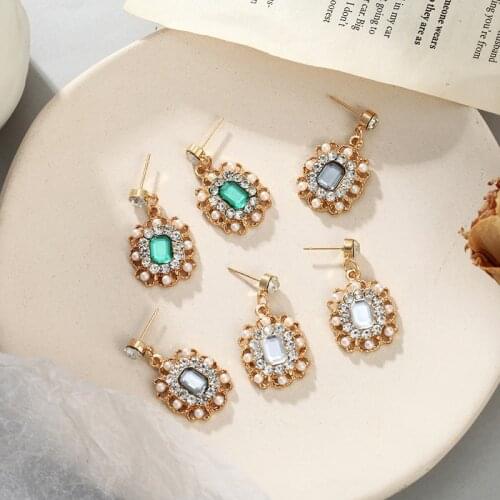 Autumn Winter New Crystal Earrings Vintage Matte drop Earrings for women Metal Fashion Statement Dangle EarringTrend Jewelry Gif