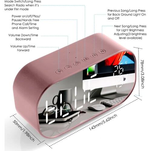 SOONHUA Wireless Bluetooth Speaker Column Subwoofer Music Sound Box Digital FM Radio Alarm Clock Portable For Laptop Phone