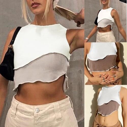 Sexy Top Sleeveless Refreshing Summer Top Womens Sleeveless Open Navel Irregular Design Vest T-Shirt Aesthetic