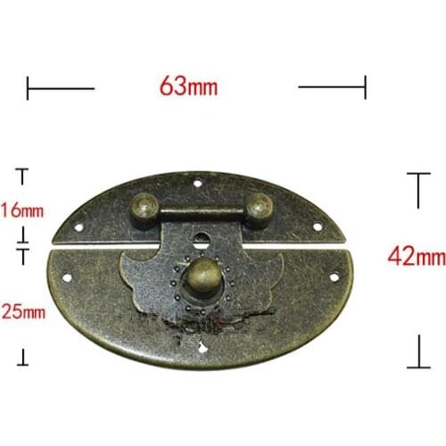 Bulk Vintage Box Buckles Ovals,Wooden DIY Box Iron Lock,Hasp Wine Box With Lock Antique Padlock Hardware,Bronze Tone 63*42mm