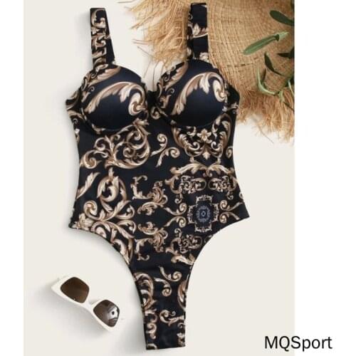 Female Swimwear Summer Sexy Print One Piece Swimsuit Closed Push Up Body Womens Swim Wear Bathing Suit Beach Pool Bather