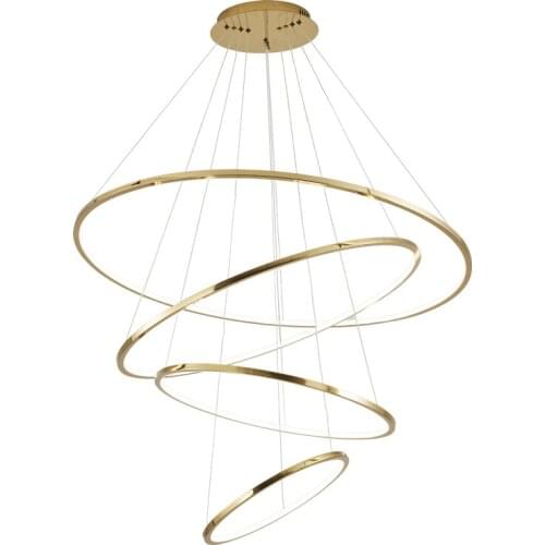 Gold Light Luxury Ring Pendant Lights Bedroom Dining Room Lamp Duplex Staircase Building Living Room Hanging Lights Lighting