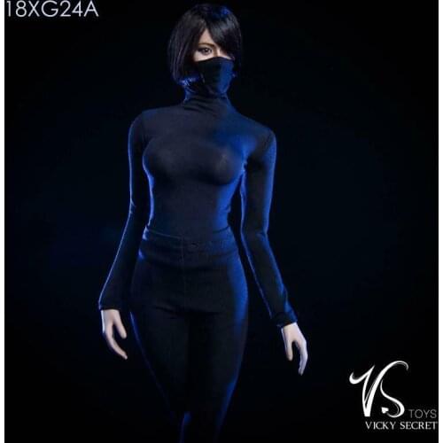 1/6th Black Female High Collar Tights Clothes Pants Set For 12" Female Figure