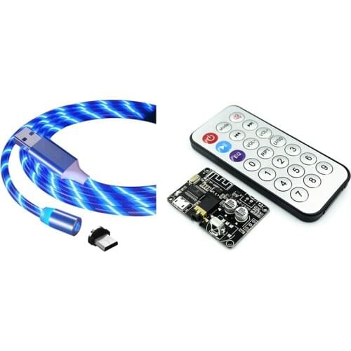 1PC Magnetic Charging Phone Cable (1M Blue) With Bluetooth Audio Receiver Board Bluetooth Music Module