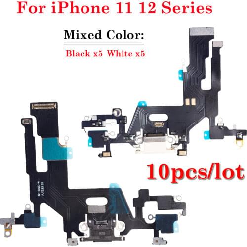 5pcs/lot USB Charging Charger Port Dock Connector Flex Cable With Mic Repair Part For iphone 7 8 plus 4.7"&5.5" X XR XS MAX