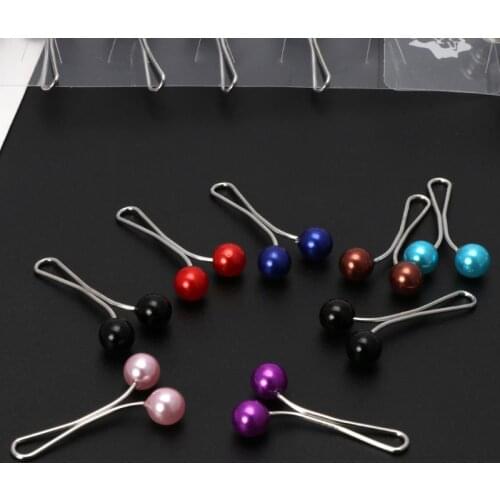 Y166 12Pcs Muslim Hijab Pearl Clip Brooch Pins Scarf Safety Clip Women Wedding Pin