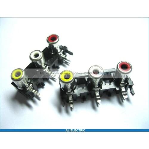 120 Pcs AV3 Pin Jack 3 RCA Female Audio Video AV Socket Connector 15mm AV3-5