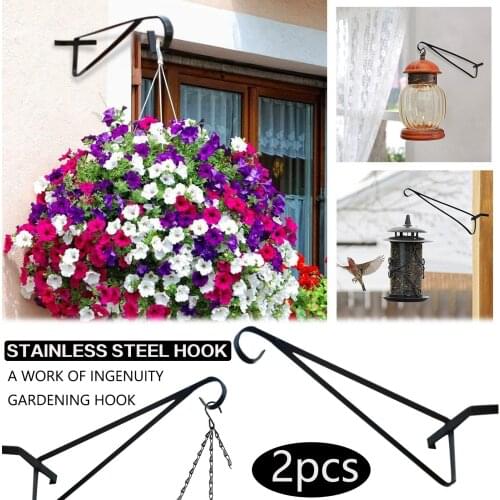 2pcs Plant Stand Flower Pot Hooks Holder Wrought Iron Pendant Plant Stand Flower Pot Hook Frame Garden Decoration Storage Hooks
